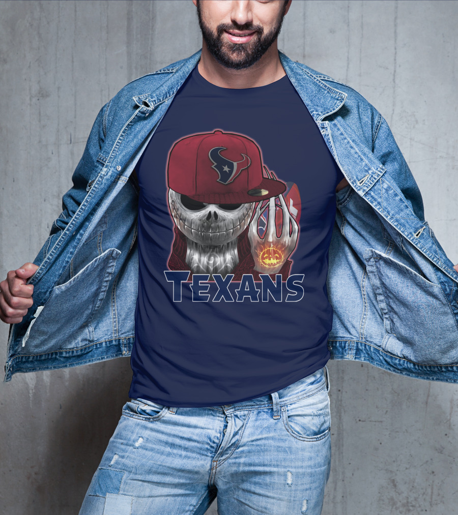 Jackskull Texans Football Halloween Pumpkin T-Shirt