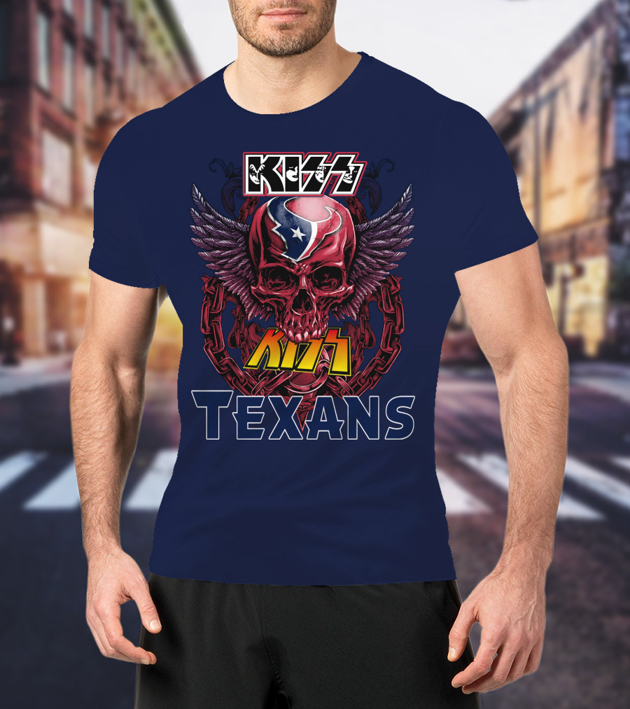 KISS Houston Texans Skull Wings T-Shirt