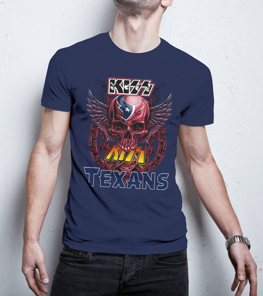 KISS Houston Texans Skull Wings T-Shirt