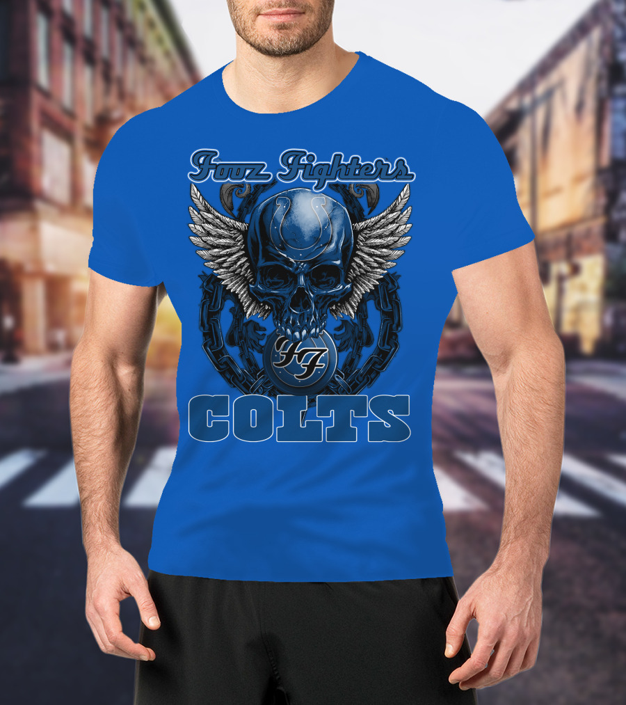 Foo Fighters Indianapolis Colts Wings Skull T-Shirt