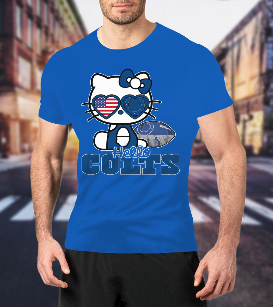 Hello Kitty Indianapolis Colts Football Fan USA Flag T-Shirt