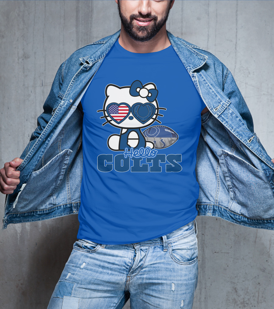 Hello Kitty Indianapolis Colts Football Fan USA Flag T-Shirt