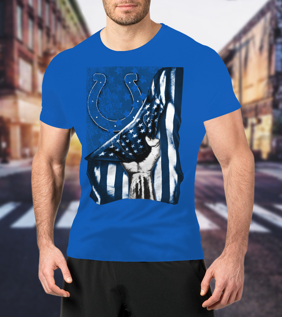 Indianapolis Colts American Flag Horseshoe T-Shirt