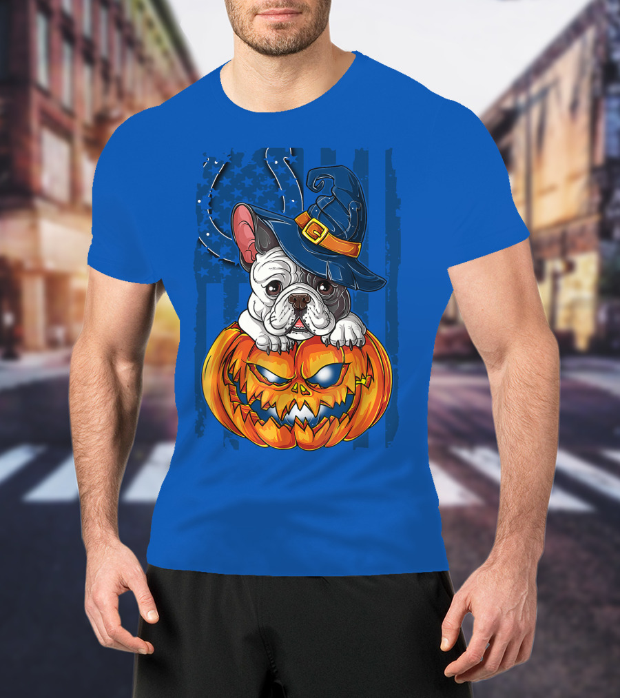 Hlw Bulldog Witch Hat Pumpkin Indianapolis Colts T-Shirt