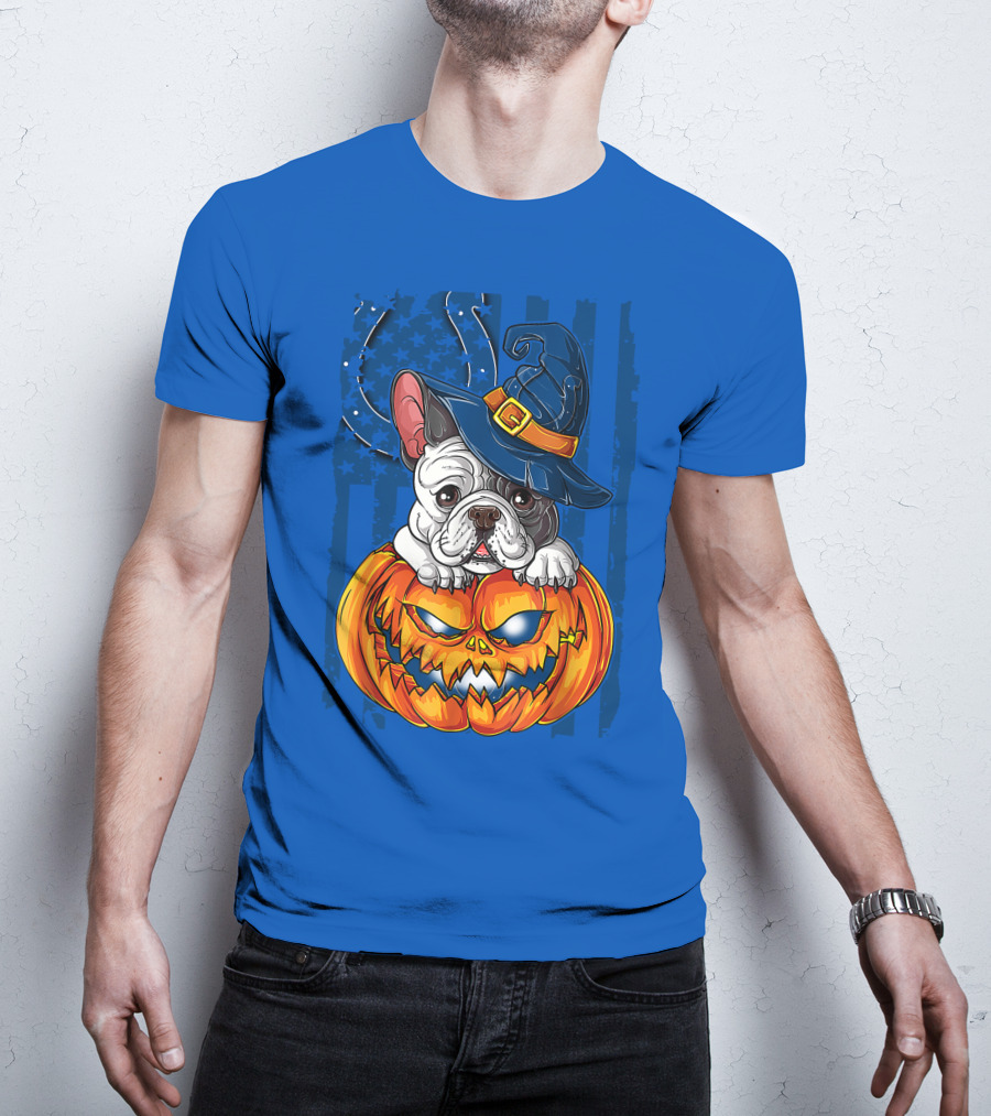 Hlw Bulldog Witch Hat Pumpkin Indianapolis Colts T-Shirt