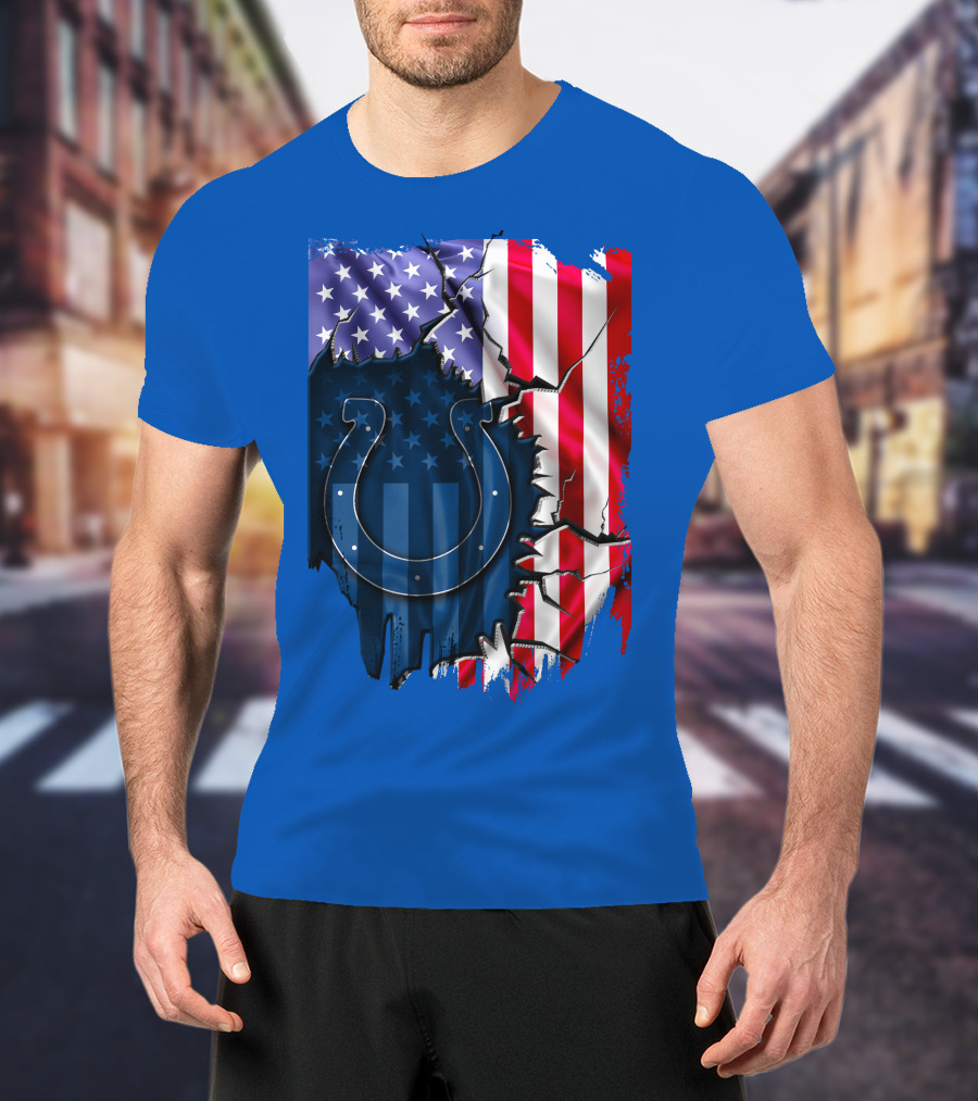American Flag Indianapolis Colts Horseshoe T-Shirt