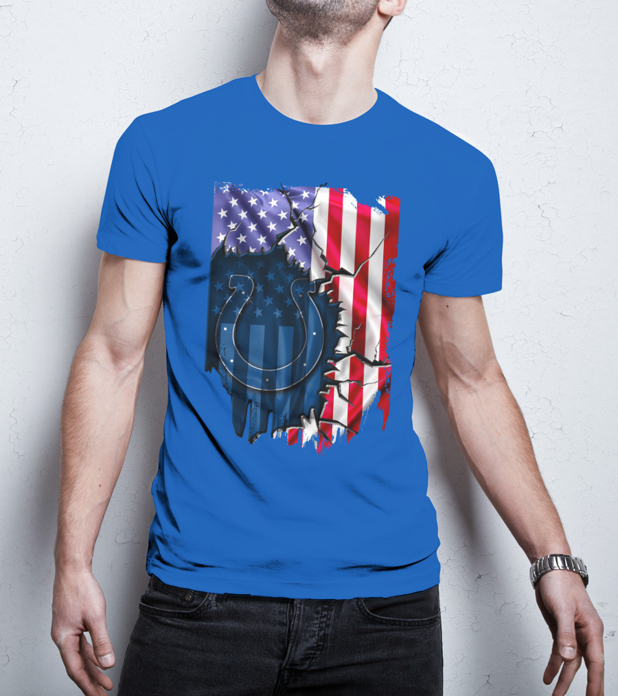 American Flag Indianapolis Colts Horseshoe T-Shirt