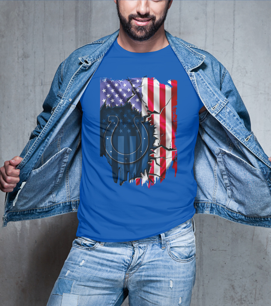 American Flag Indianapolis Colts Horseshoe T-Shirt