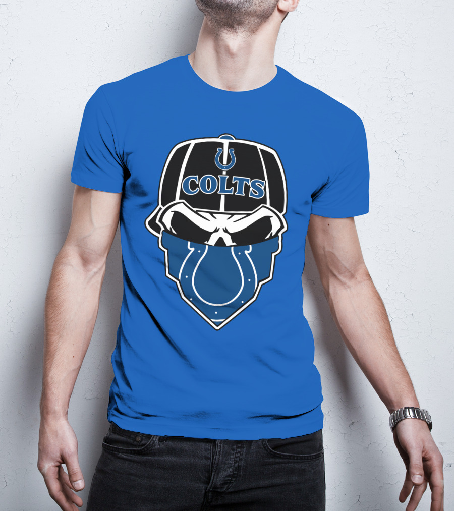 Indianapolis Colts Skull Bandana Helmet T-Shirt