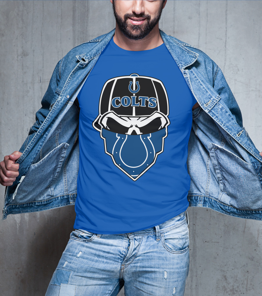 Indianapolis Colts Skull Bandana Helmet T-Shirt
