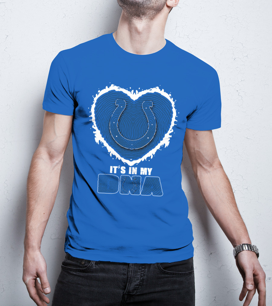 Indianapolis Colts It's In My Dna Heart Horseshoe Fingerprint T-Shirt