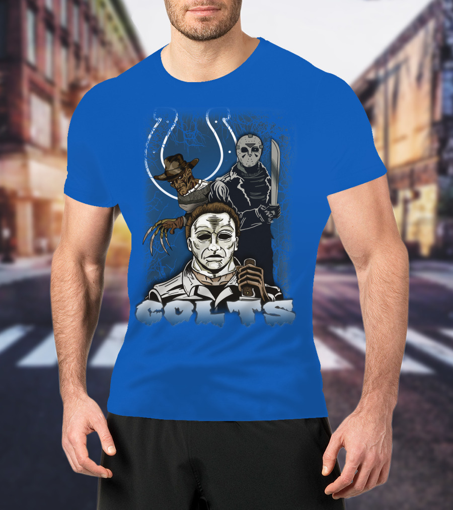 Colts Indianapolis Horror Characters Halloween Mashup T-Shirt