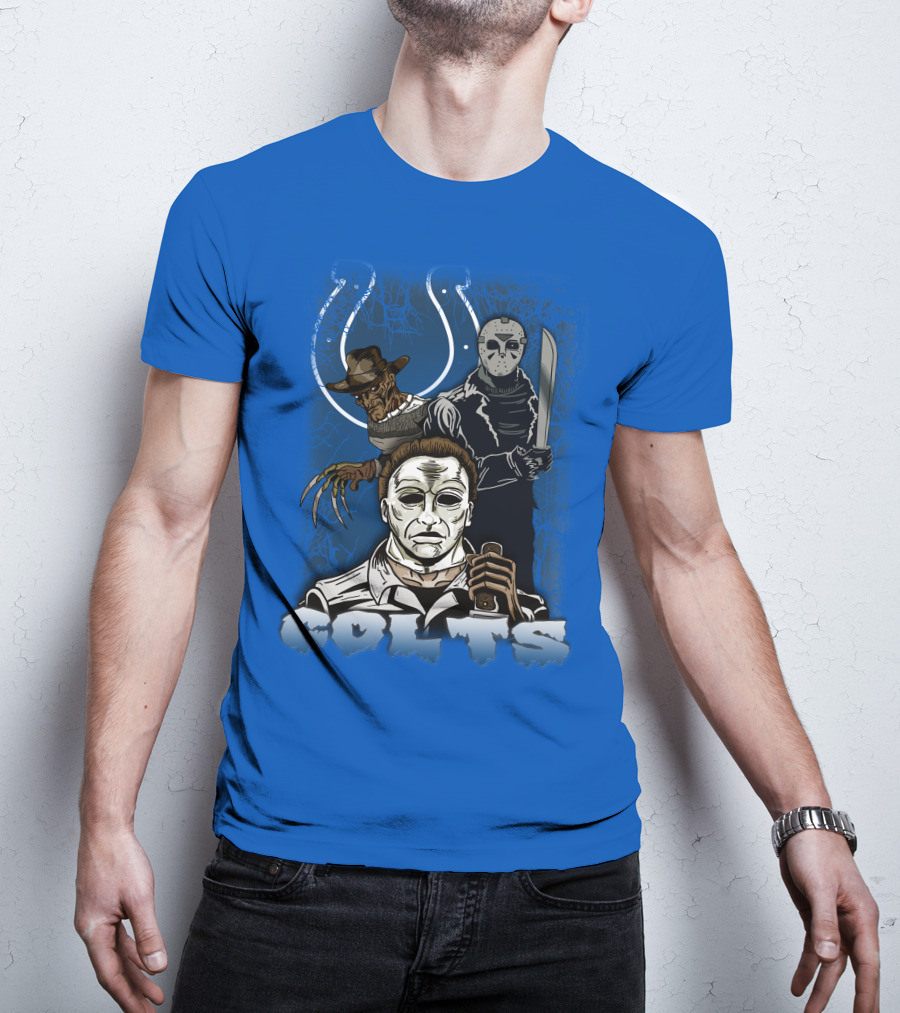 Colts Indianapolis Horror Characters Halloween Mashup T-Shirt
