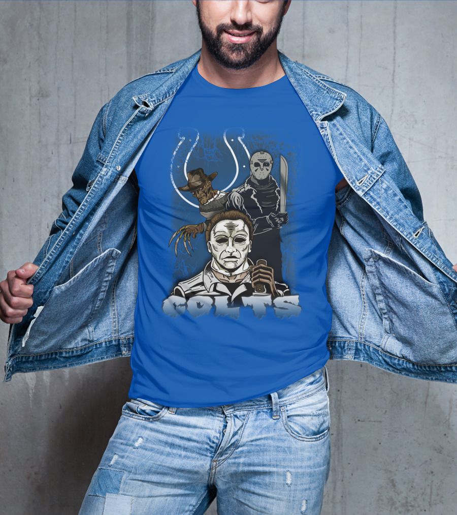 Colts Indianapolis Horror Characters Halloween Mashup T-Shirt