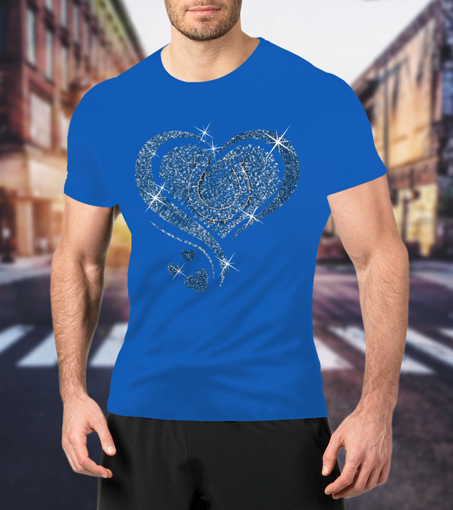 Heart Diamond Glitter Indianapolis Colts Sparkle T-Shirt
