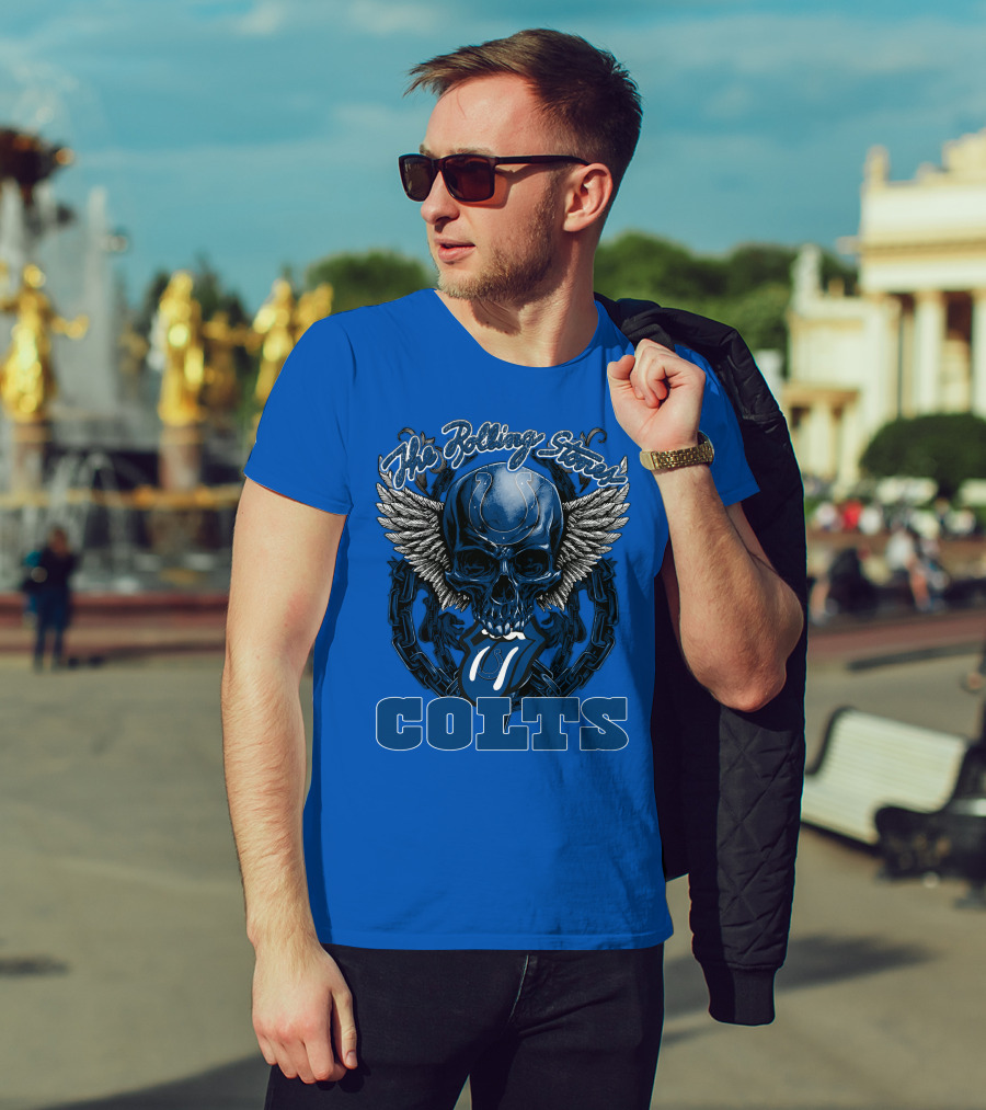 The Rolling Stones Colts Logo Skull Winged Chain T-Shirt