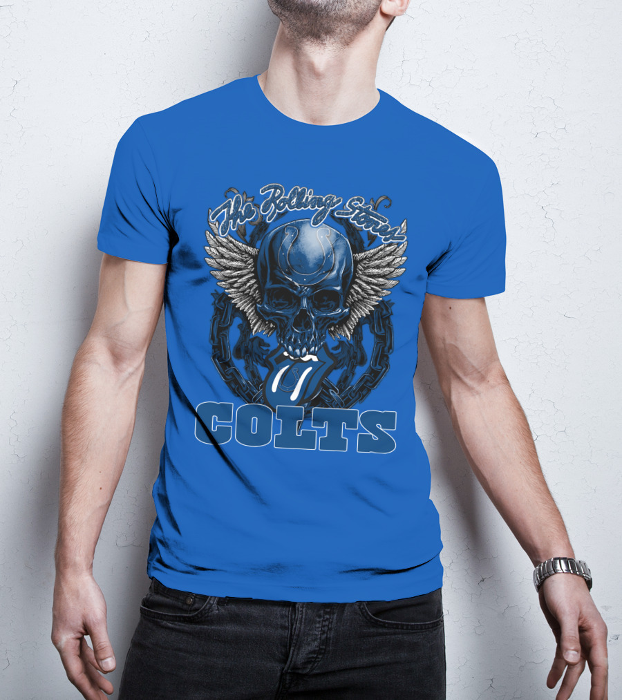 The Rolling Stones Colts Logo Skull Winged Chain T-Shirt