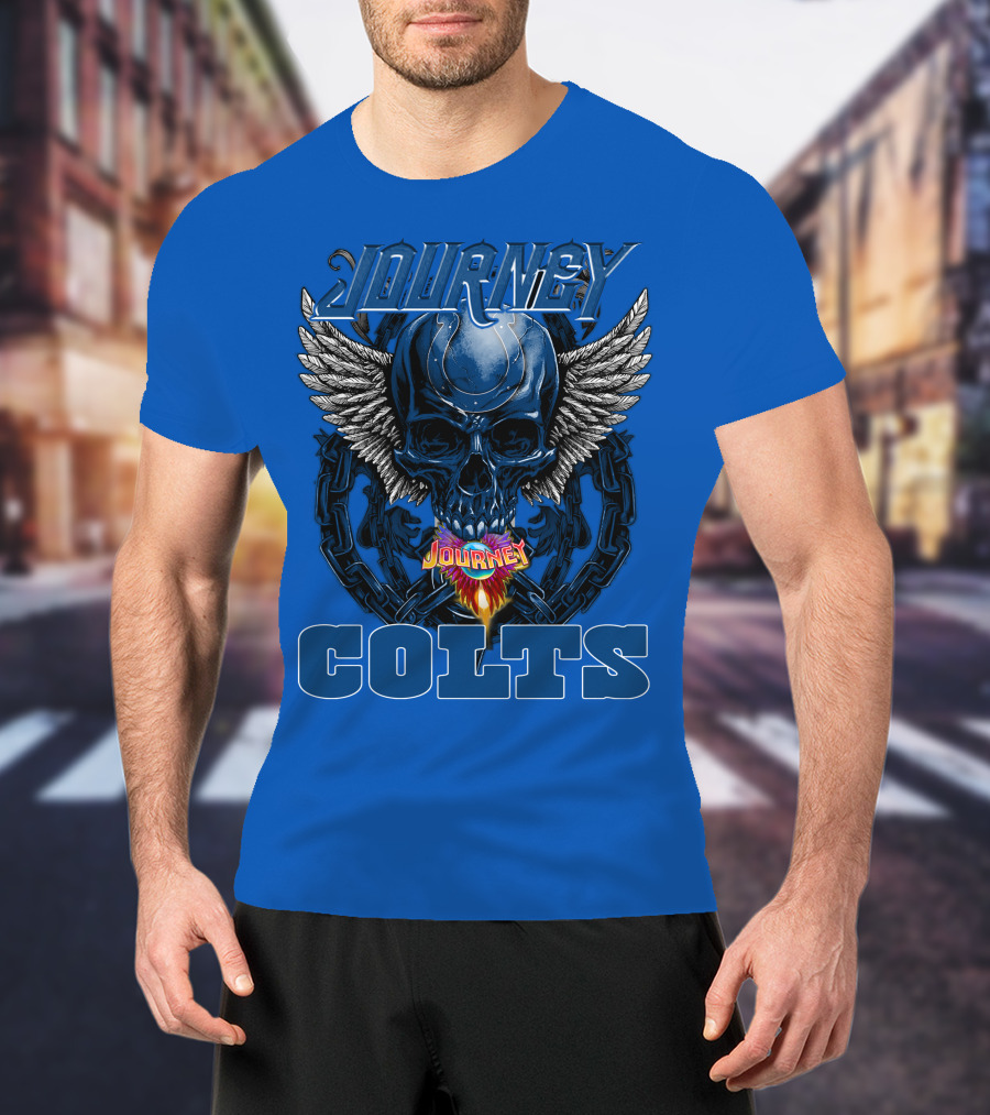 Journey Indianapolis Colts Skull Wings Chains T-Shirt