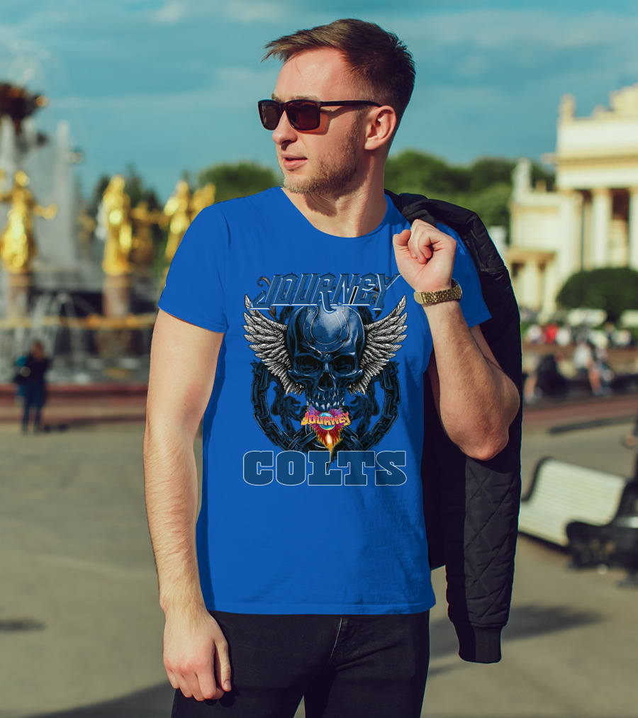 Journey Indianapolis Colts Skull Wings Chains T-Shirt