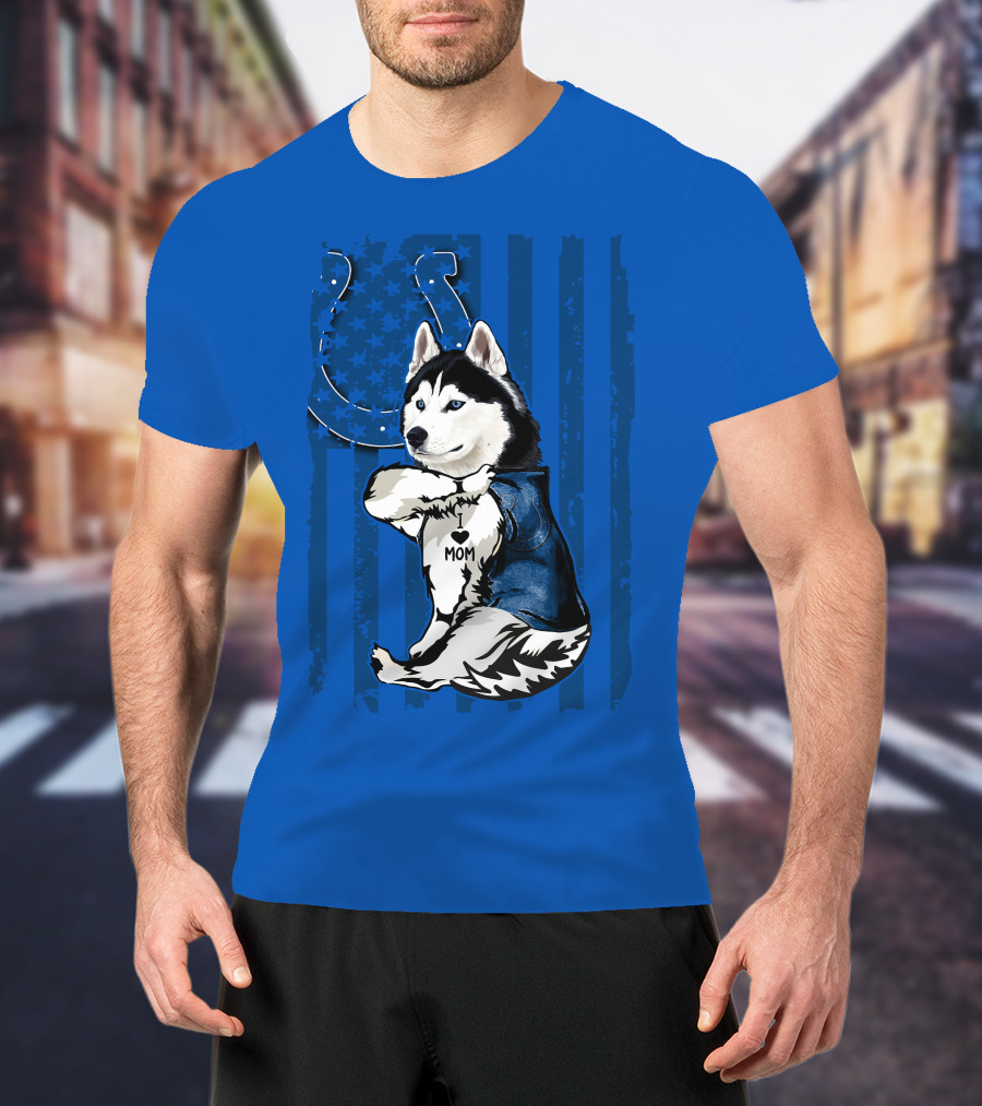 Siberian Husky Mom Indianapolis Colts Blue Iconic Fan Loyalty T-Shirt