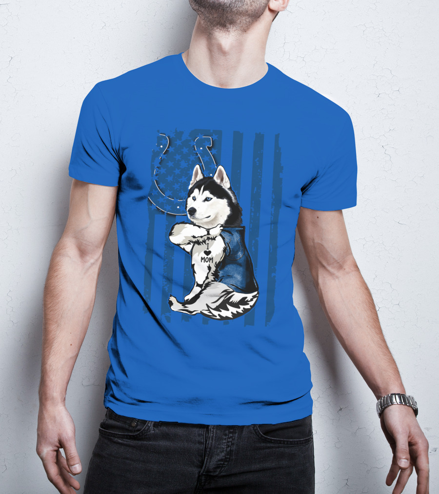 Siberian Husky Mom Indianapolis Colts Blue Iconic Fan Loyalty T-Shirt