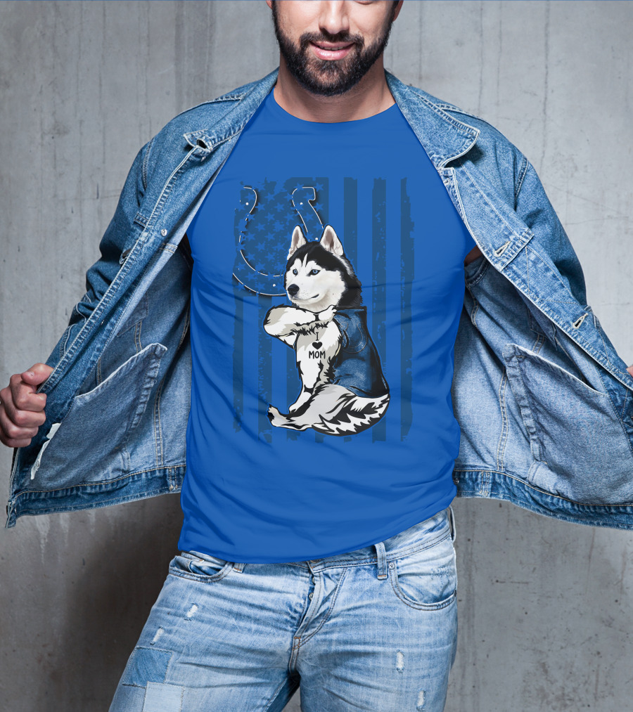 Siberian Husky Mom Indianapolis Colts Blue Iconic Fan Loyalty T-Shirt