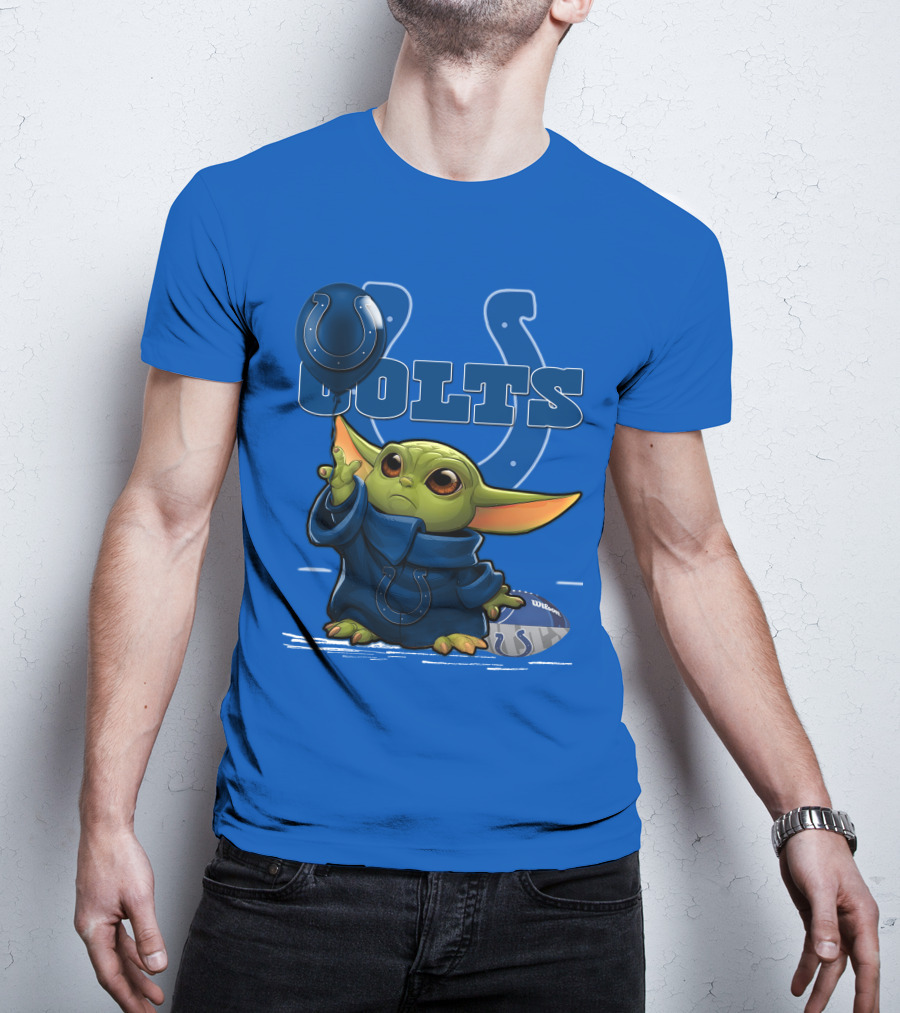 Colts Yoda Holding Horseshoe Balloon And Football T-Shirt