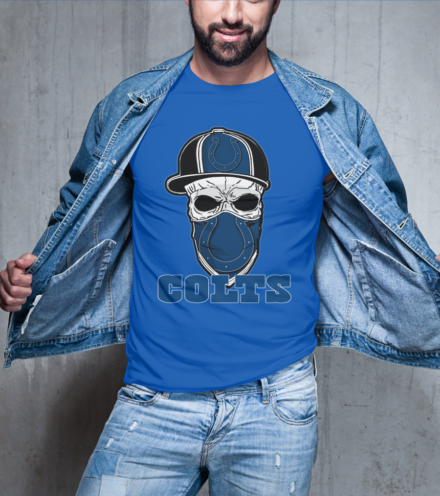 Skull Cap Colts Logo Indianapolis Colts T-Shirt