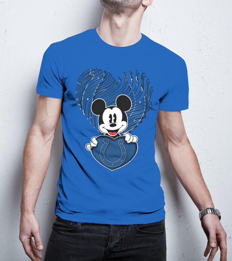 Mick Mickey Heart Indianapolis Colts Iconic Blue Fan T-Shirt
