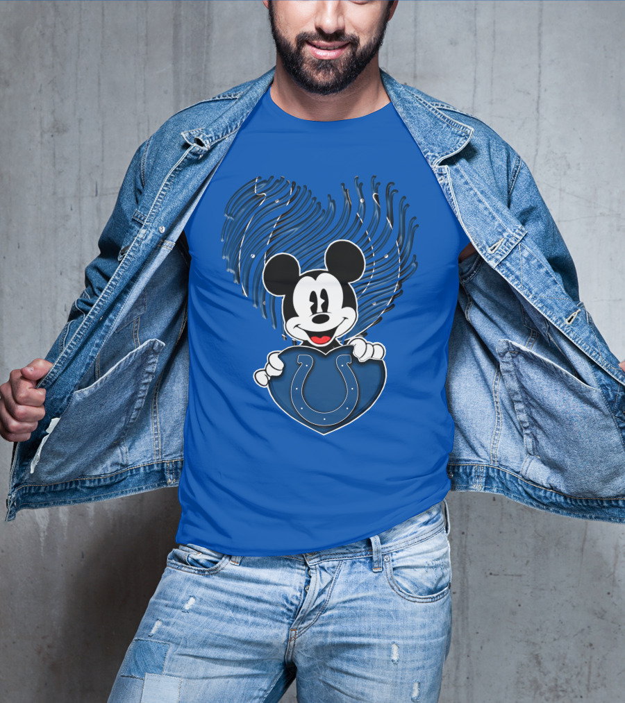 Mick Mickey Heart Indianapolis Colts Iconic Blue Fan T-Shirt