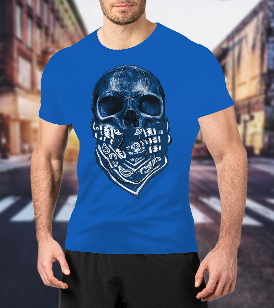 Indianapolis Colts Bandana Skull T-Shirt