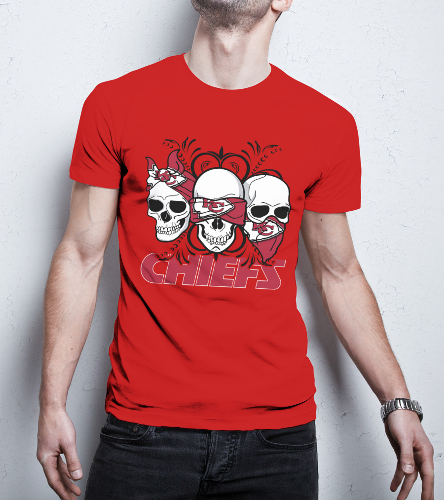 Kansas City Chiefs 3 Skull Bandanas T-Shirt
