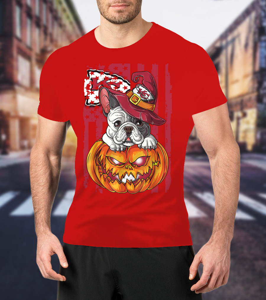 Hlw Bulldog Halloween Kansas City Chiefs Pumpkin T-Shirt