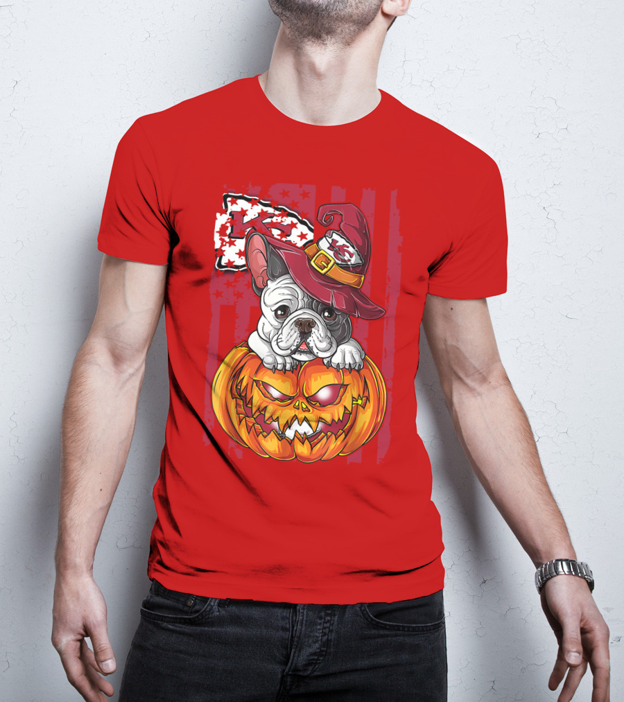 Hlw Bulldog Halloween Kansas City Chiefs Pumpkin T-Shirt