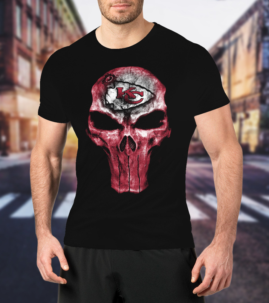 Kansas City Chiefs Skull Logo Art T-Shirt