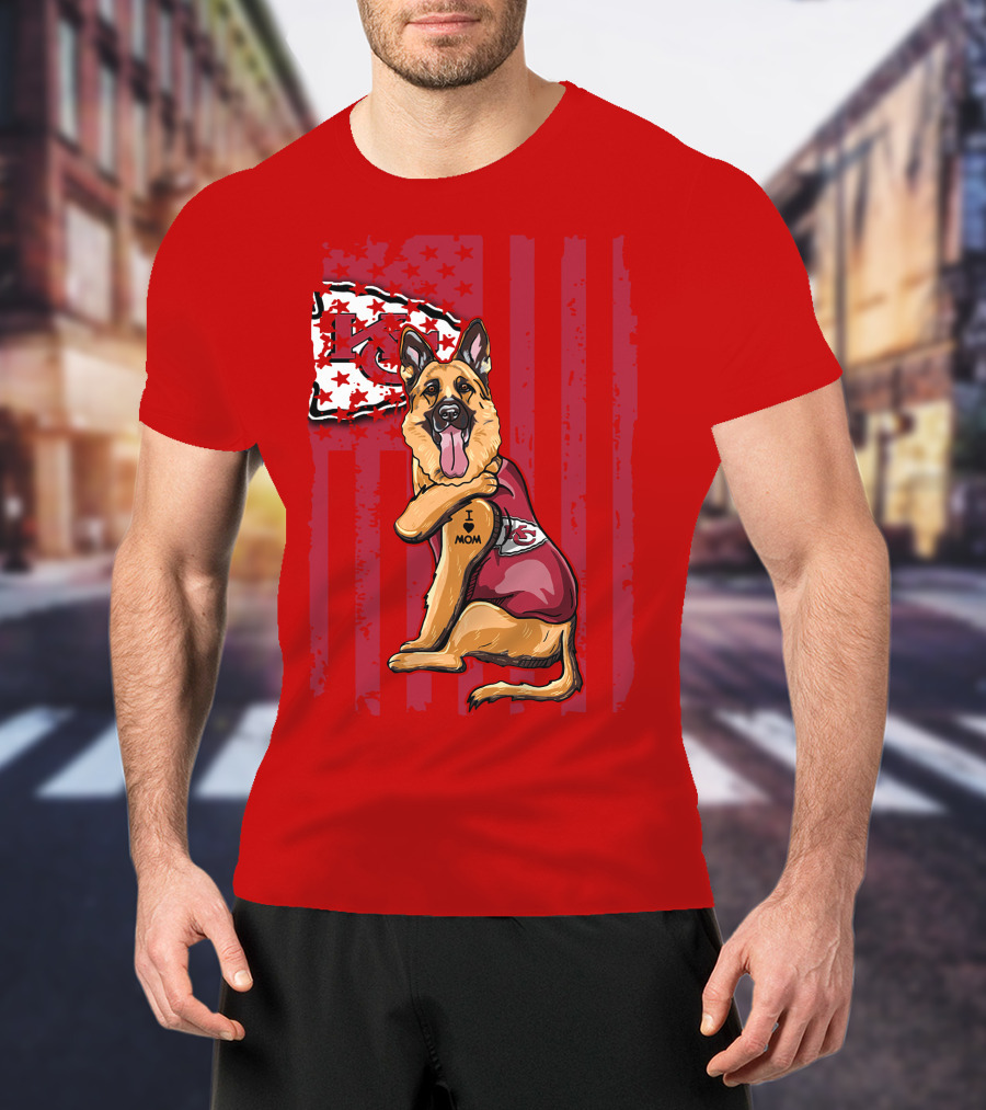 Kansas City Chiefs German Shepherd I Love Mom T-Shirt