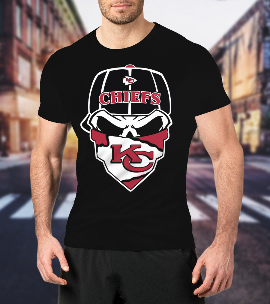 Kansas City Chiefs Kc Logo Skull Cap Bandana T-Shirt