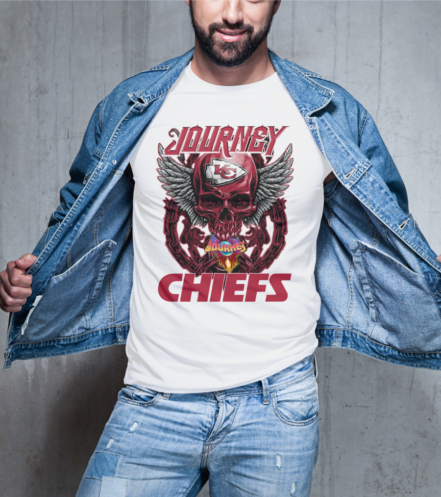 Journey Chiefs Kansas City KC Skull Wings Flame Chains T-Shirt