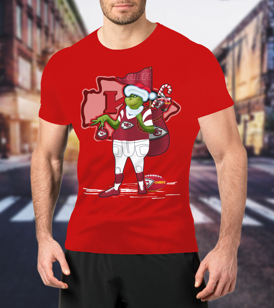 Grinchxmas Kansas City Chiefs Holiday Football Theme T-Shirt
