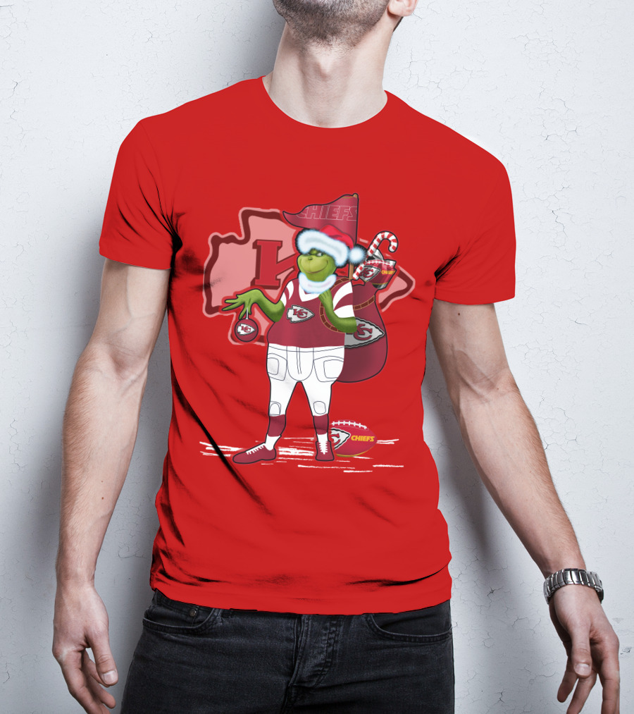 Grinchxmas Kansas City Chiefs Holiday Football Theme T-Shirt