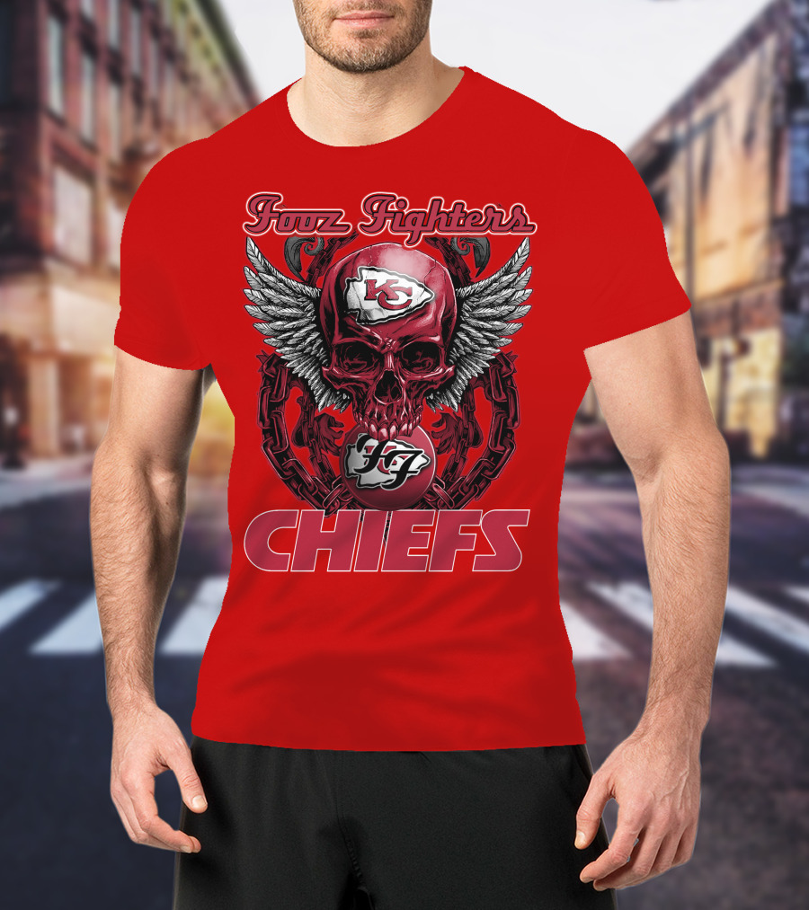 Foo Fighters Kansas City Chiefs Winged Skull T-Shirt