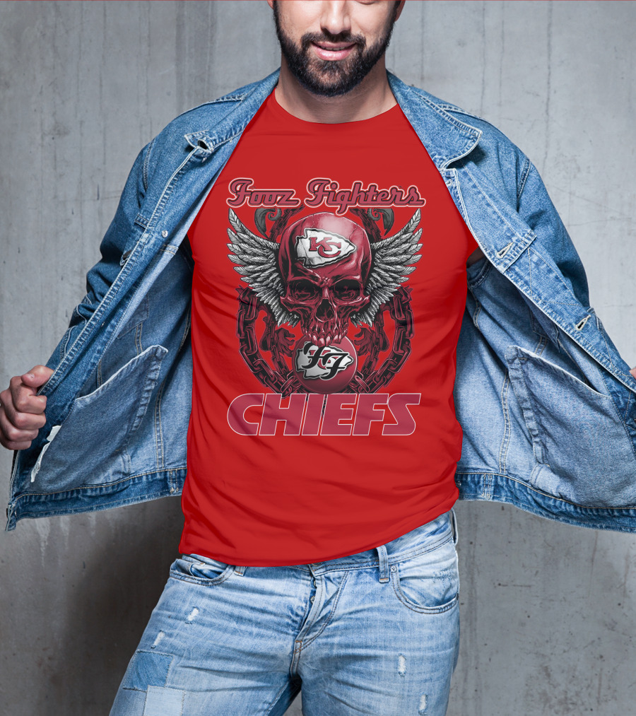 Foo Fighters Kansas City Chiefs Winged Skull T-Shirt