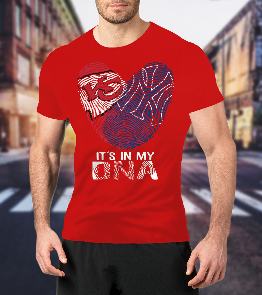 Kansas City Chiefs It's In My Dna Football Fingerprint Heart T-Shirt