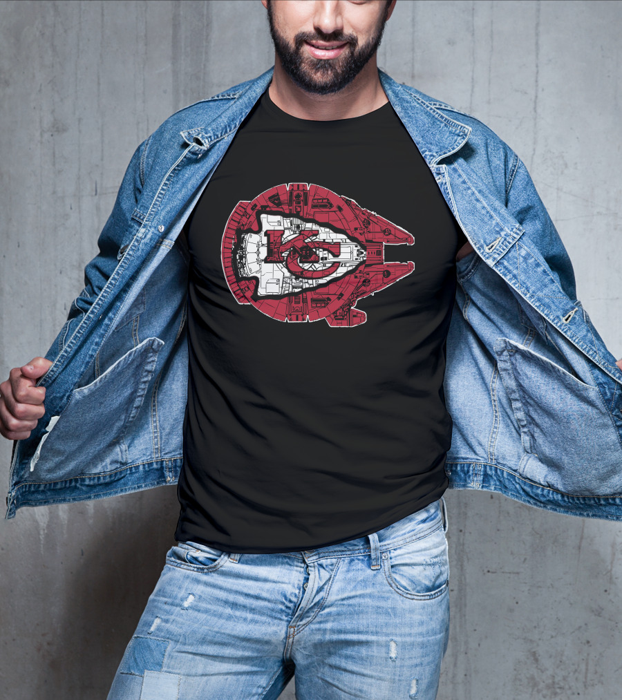 Kansas City Chiefs Star Wars Millennium Falcon 49 Logo Combo T-Shirt