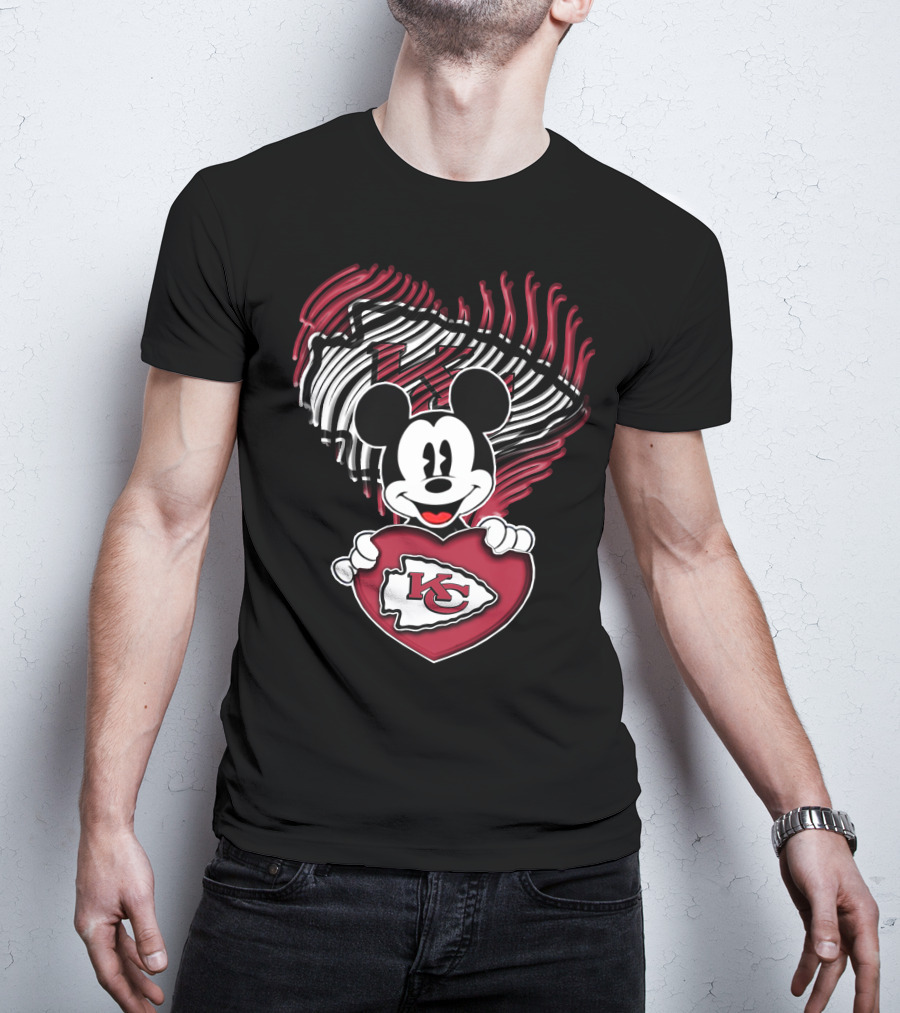 Mick Kansas City Chiefs Heart Paw Prints T-Shirt