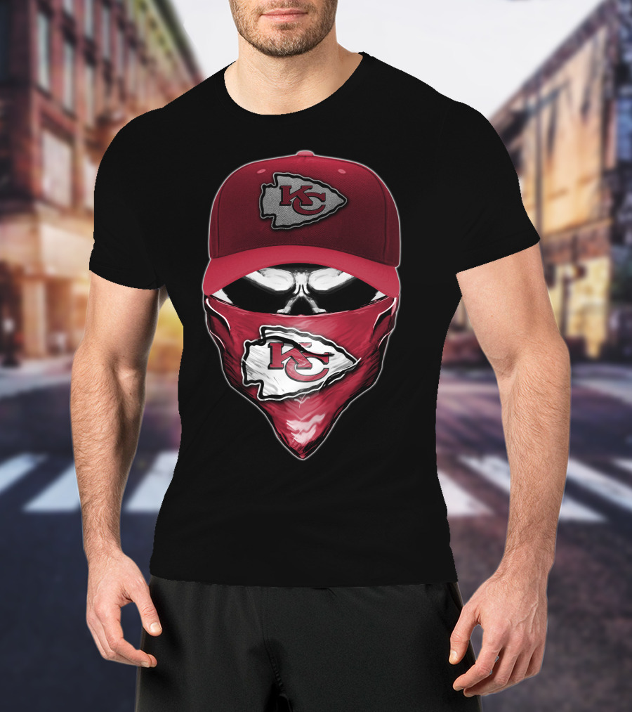 Skull Kansas City Chiefs Bandana Hat T-Shirt