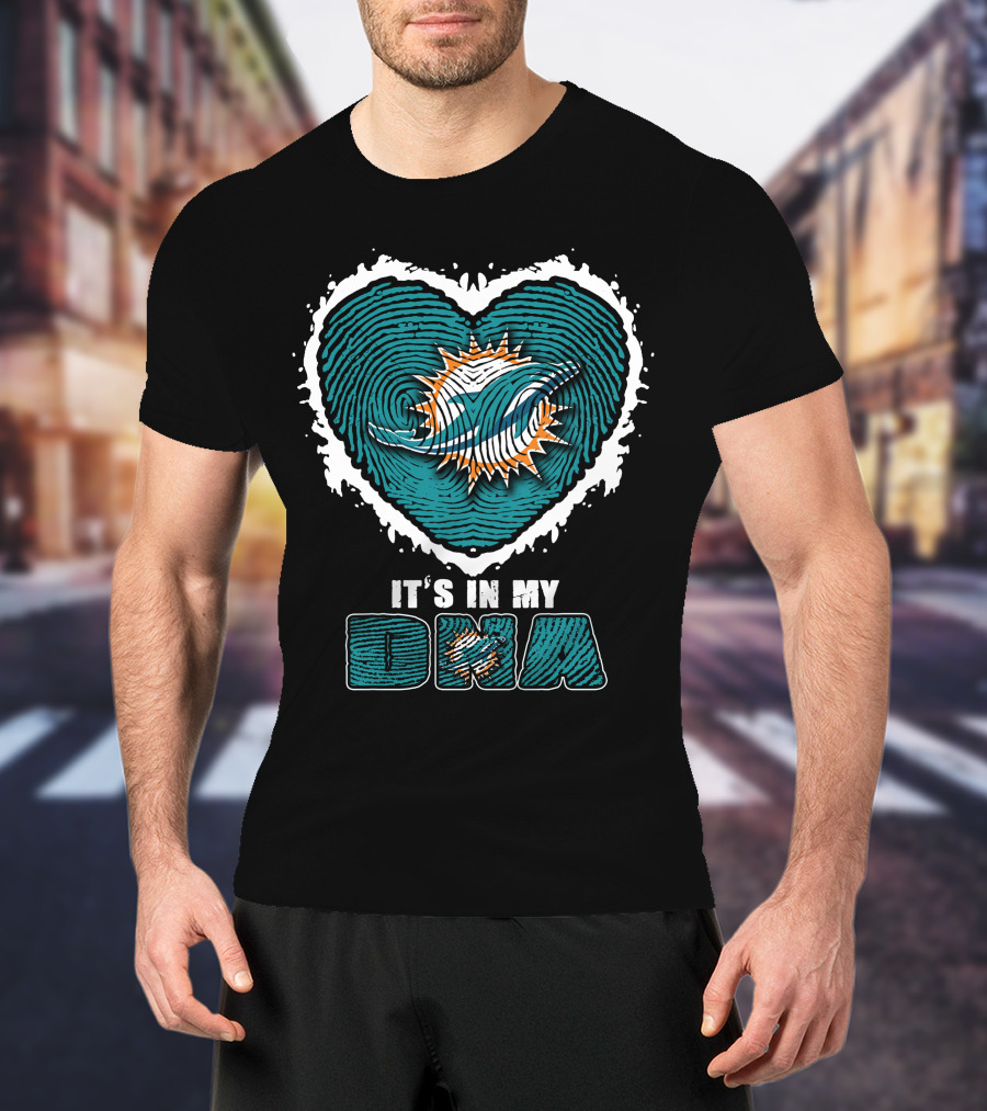 It's In My Dna Miami Dolphins Heart Fingerprint T-Shirt