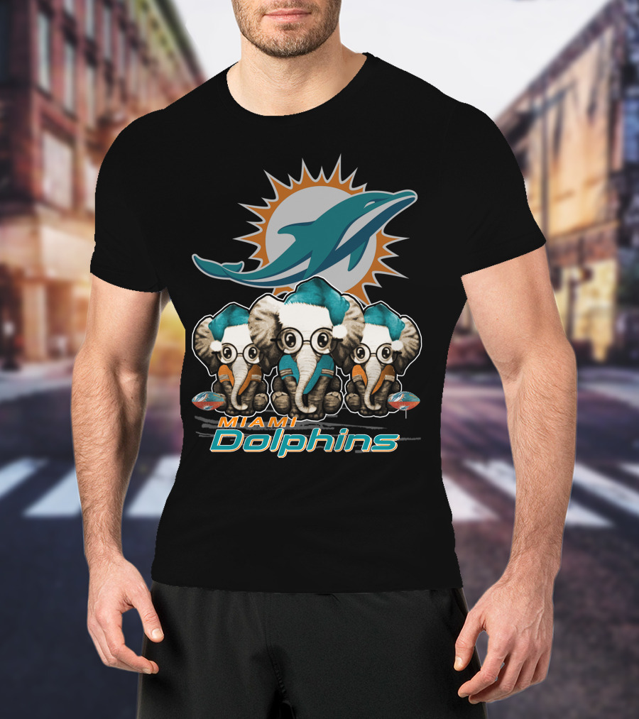Miami Dolphins Xmas Elephants T-Shirt