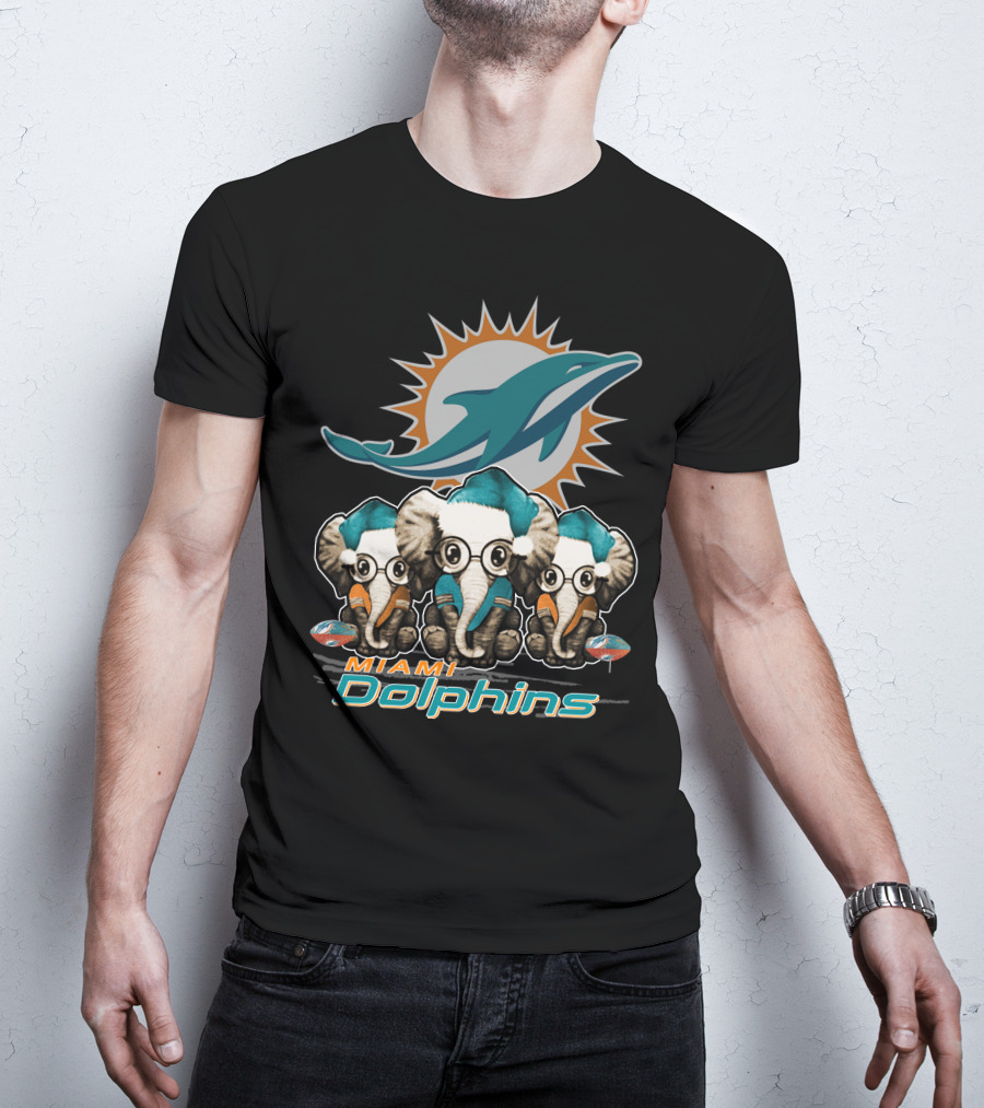 Miami Dolphins Xmas Elephants T-Shirt