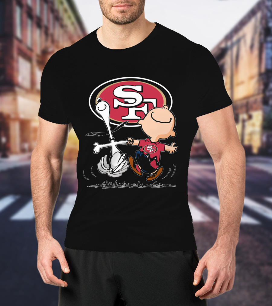 Snoopy And Charlie Brown Dancing With San Francisco 49ers SF T-Shirt